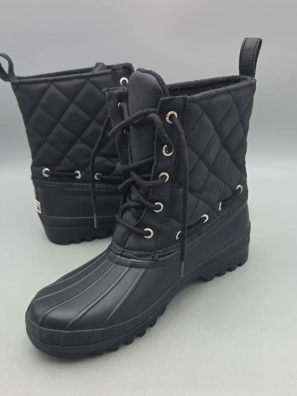 Sperry Women’s Black Winter Rainboots Quilted Women 7 Waterproof Rubber Boots